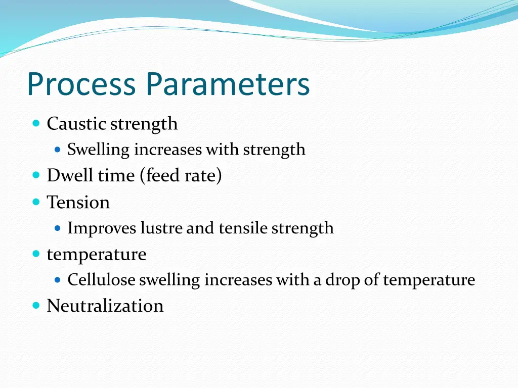 process parameters