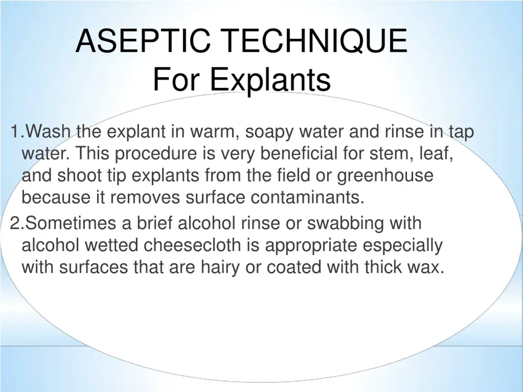 aseptic technique for explants 2