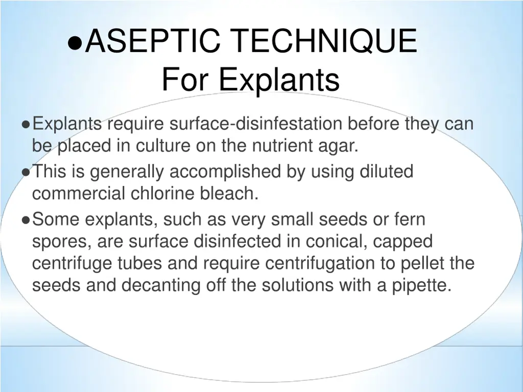 aseptic technique for explants