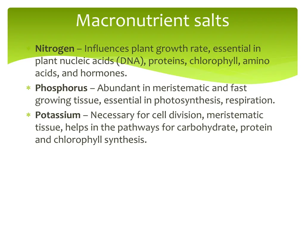 macronutrient salts