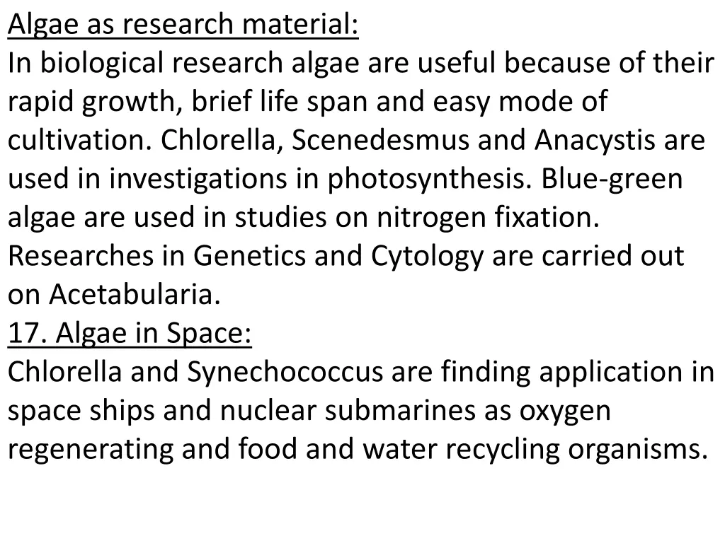 algae as research material in biological research