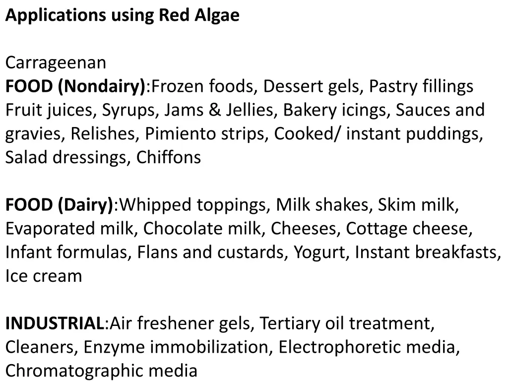 applications using red algae