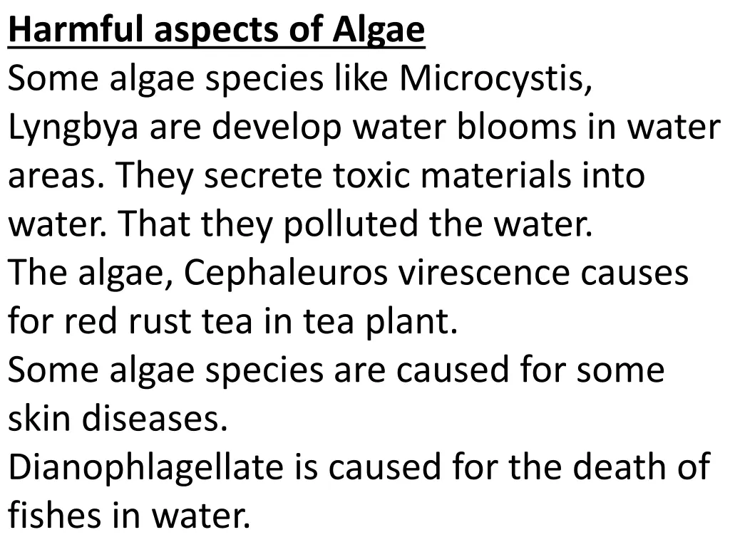 harmful aspects of algae some algae species like