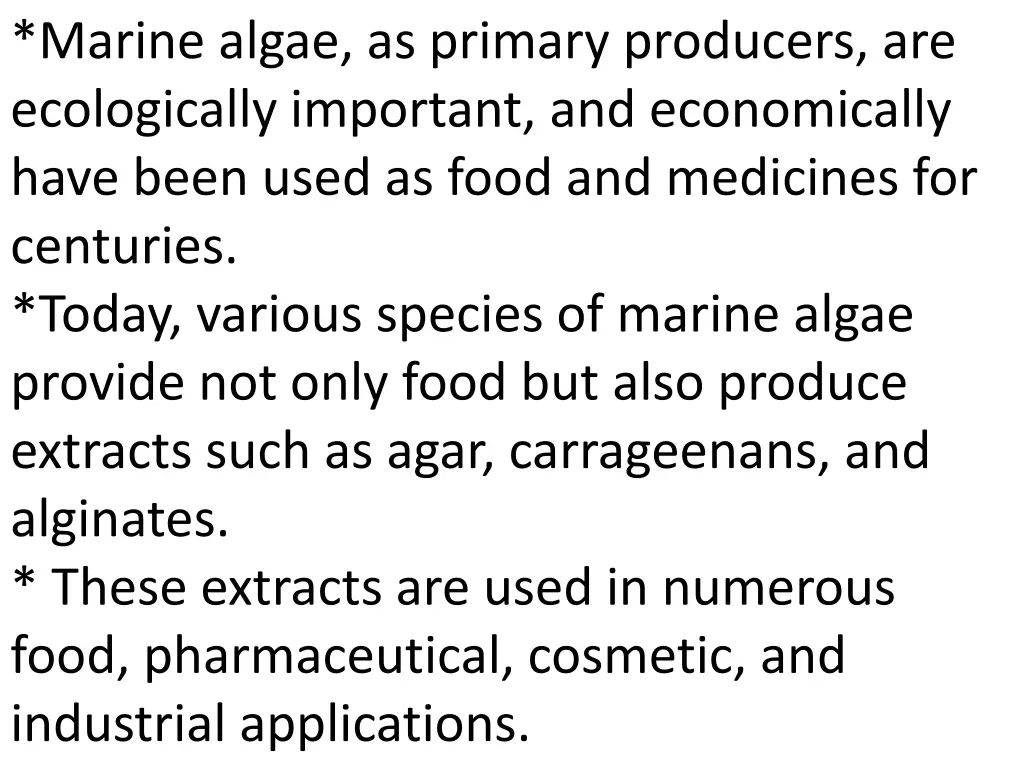 marine algae as primary producers