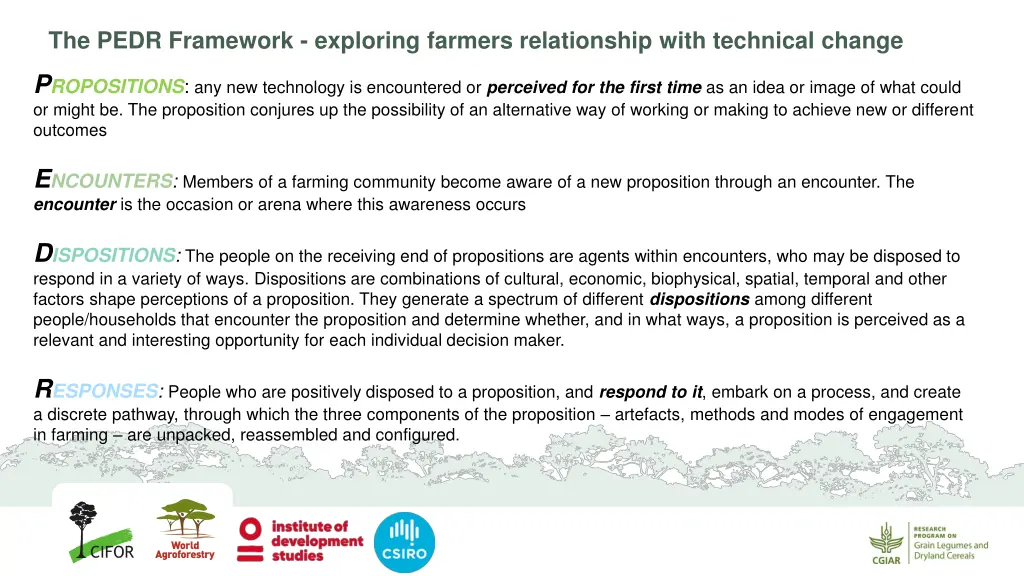 the pedr framework exploring farmers relationship