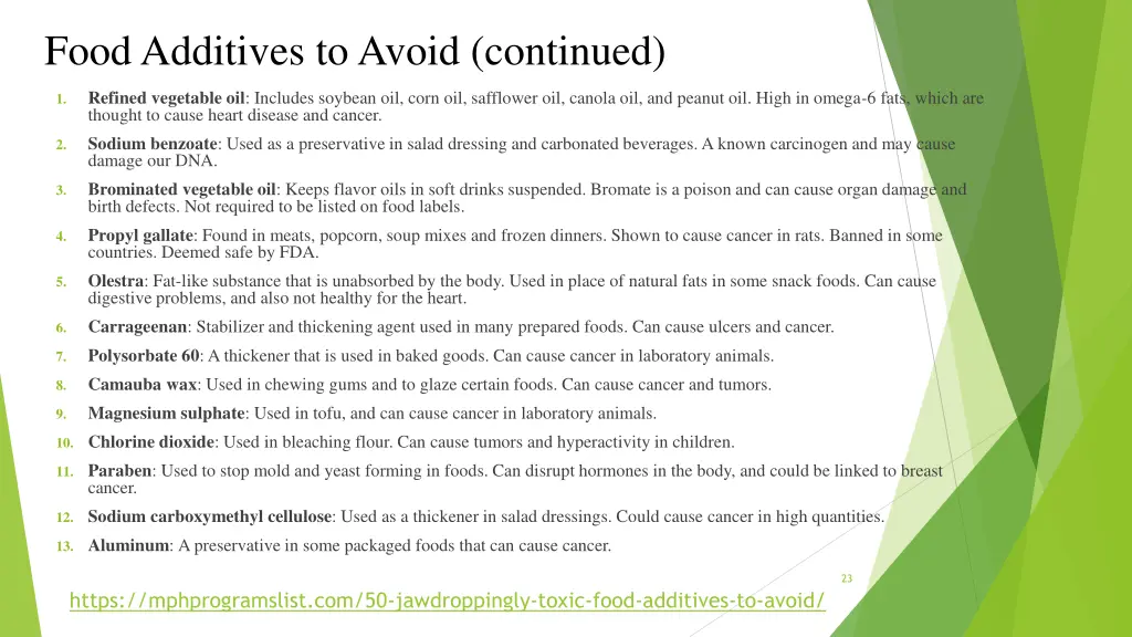 food additives to avoid continued