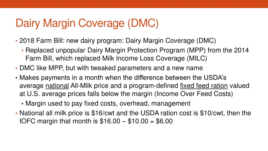 dairy margin coverage dmc 1