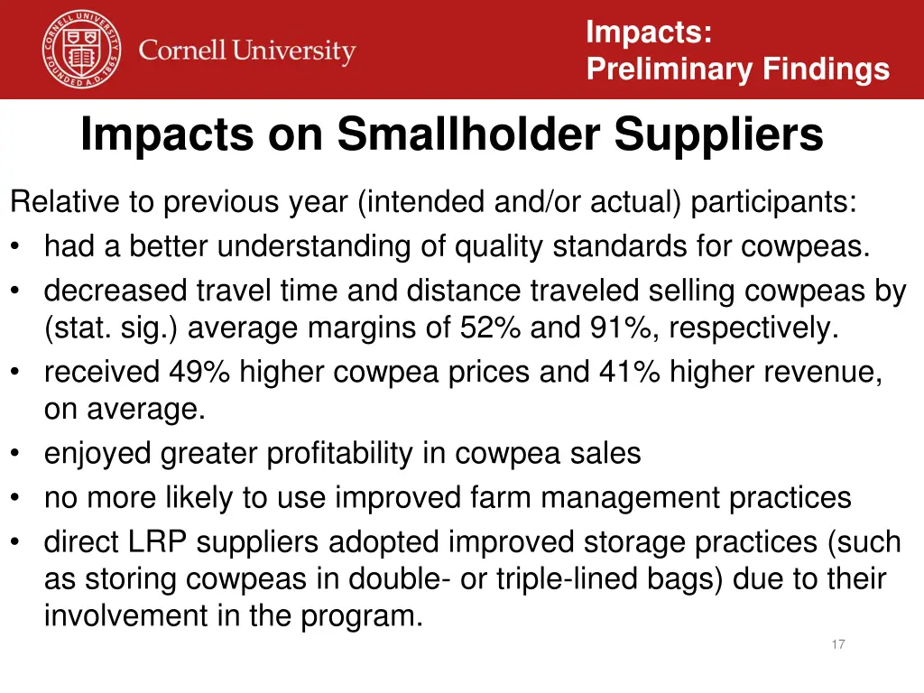 impacts preliminary findings 12