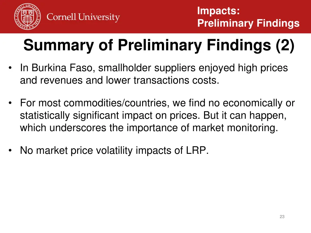 impacts preliminary findings 18