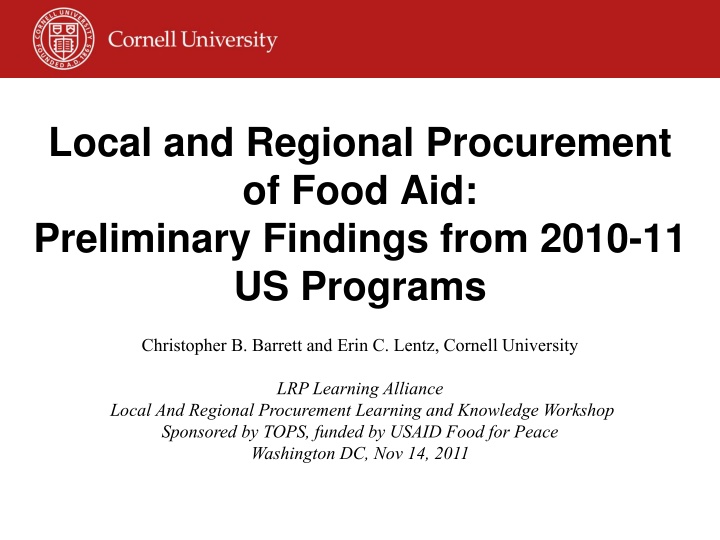 local and regional procurement of food