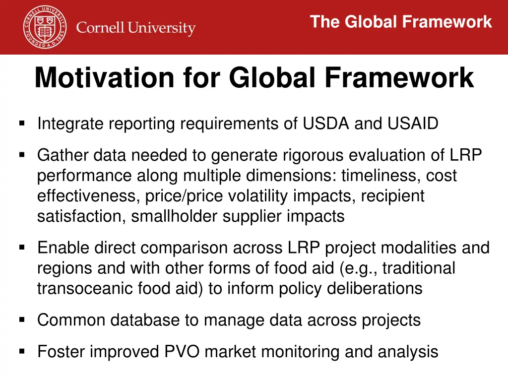 the global framework