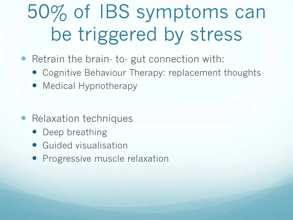 50 of ibs symptoms can be triggered by stress