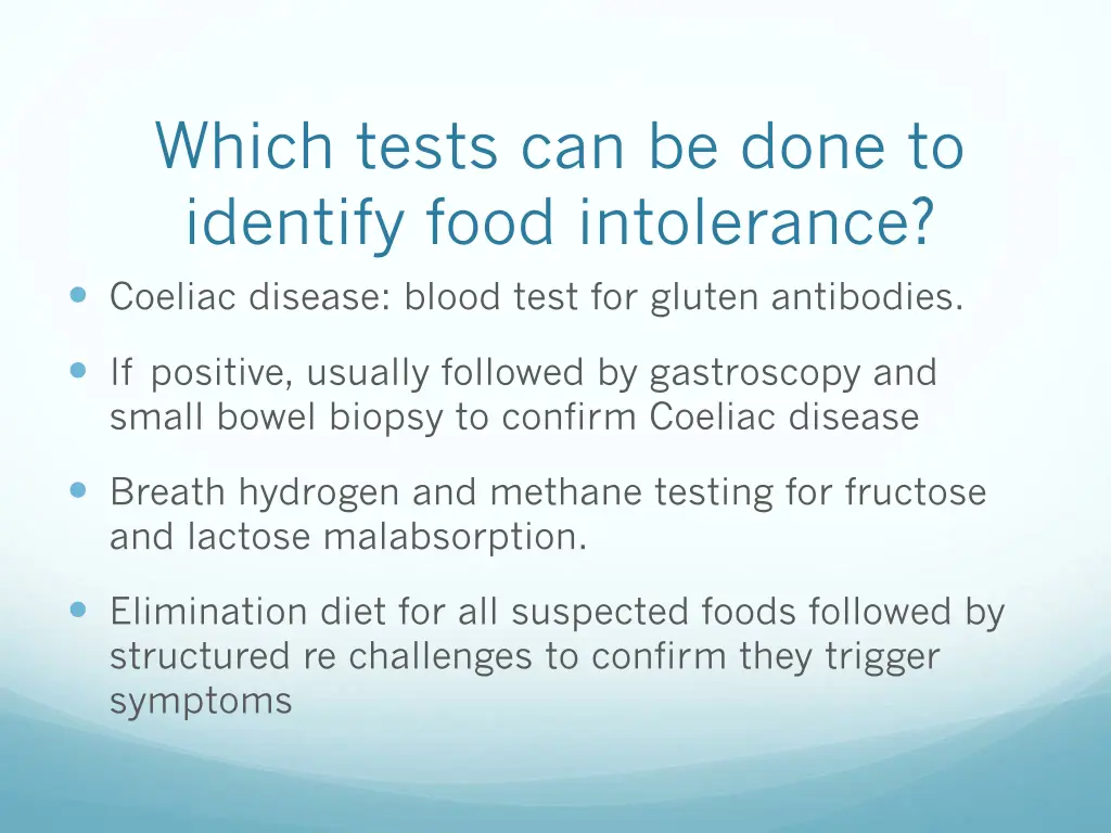 which tests can be done to identify food