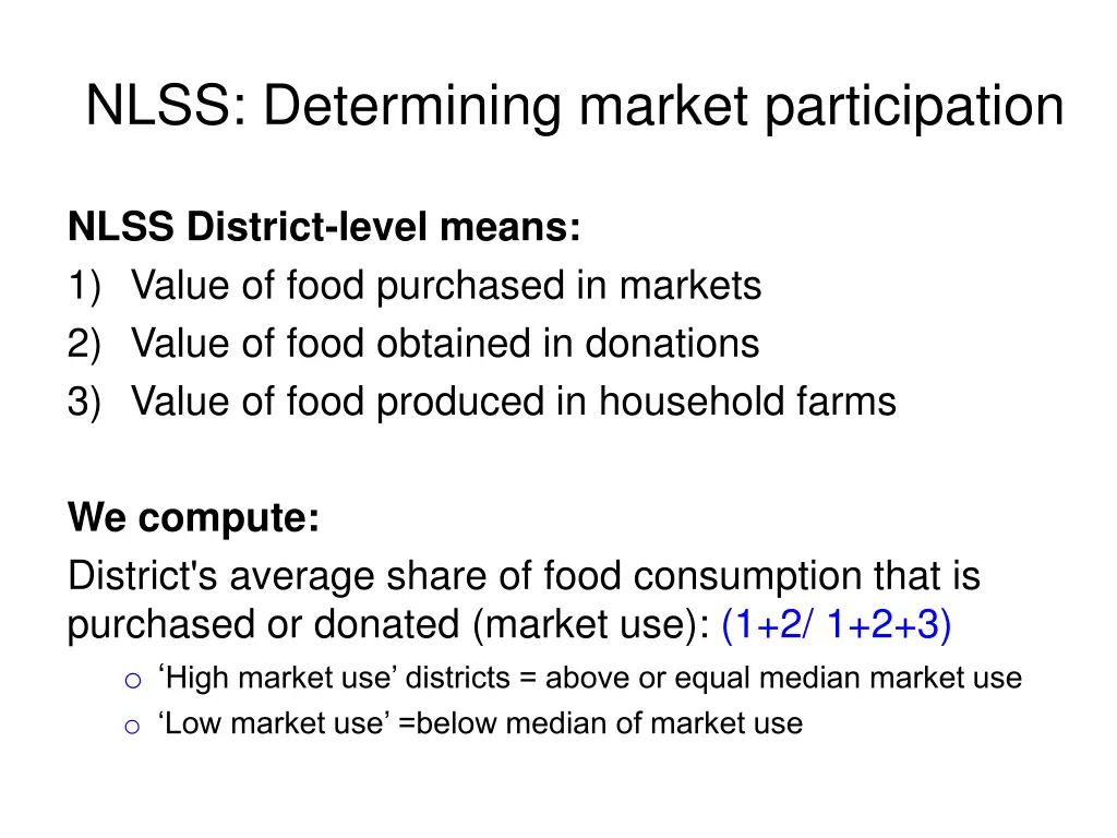 nlss determining market participation