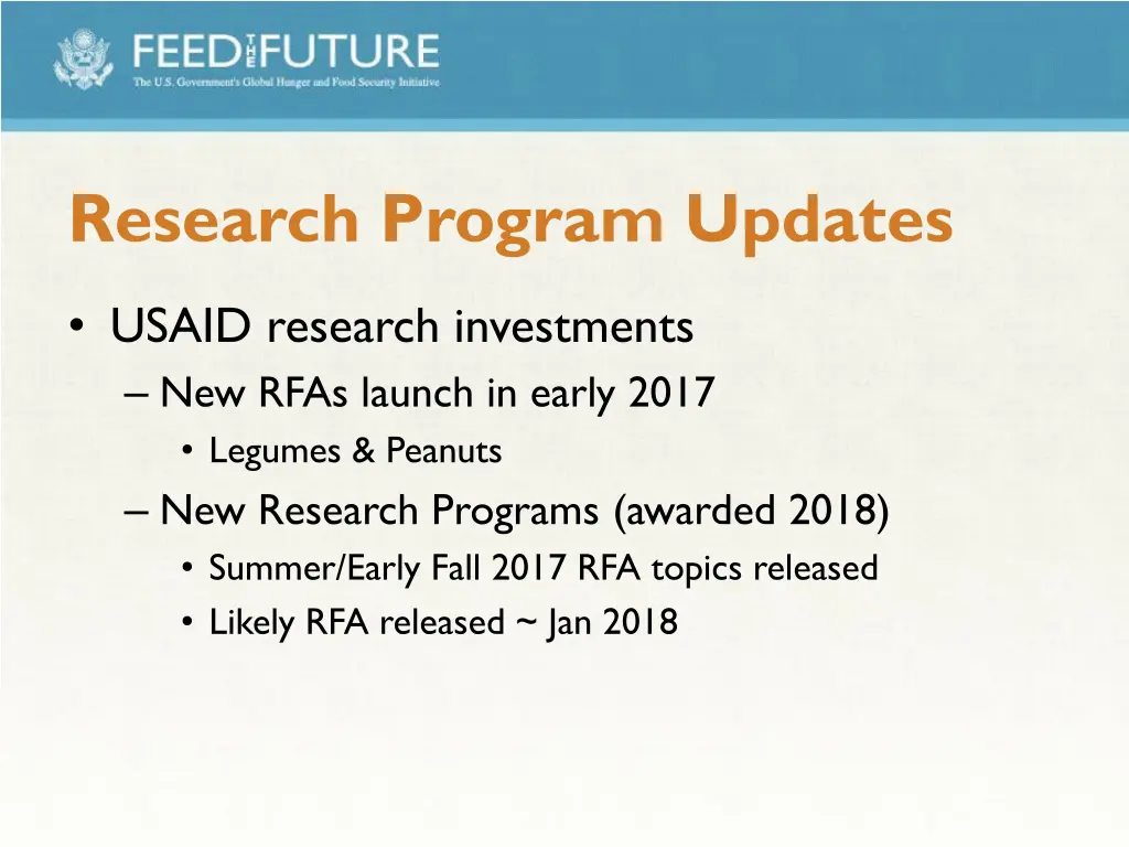 research program updates