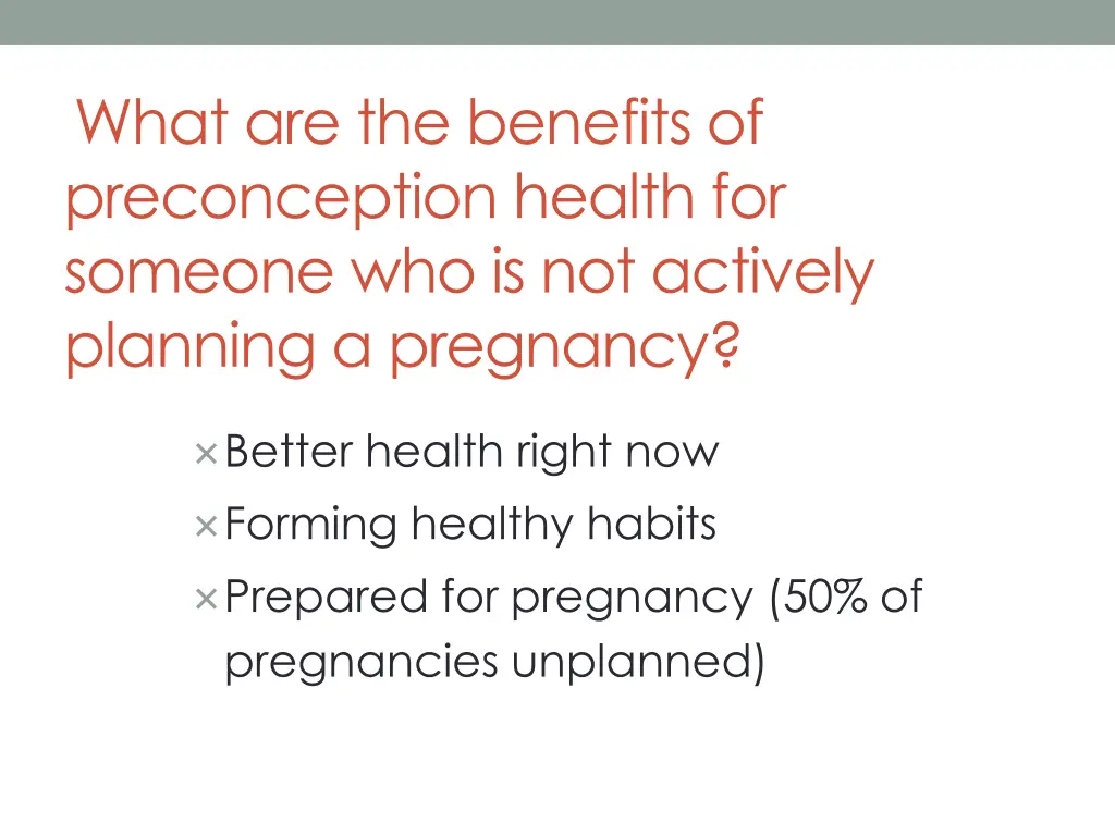 what are the benefits of preconception health