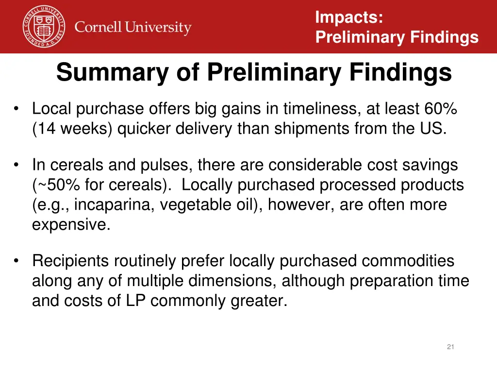 impacts preliminary findings 16