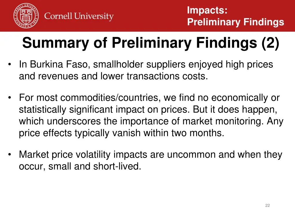 impacts preliminary findings 17