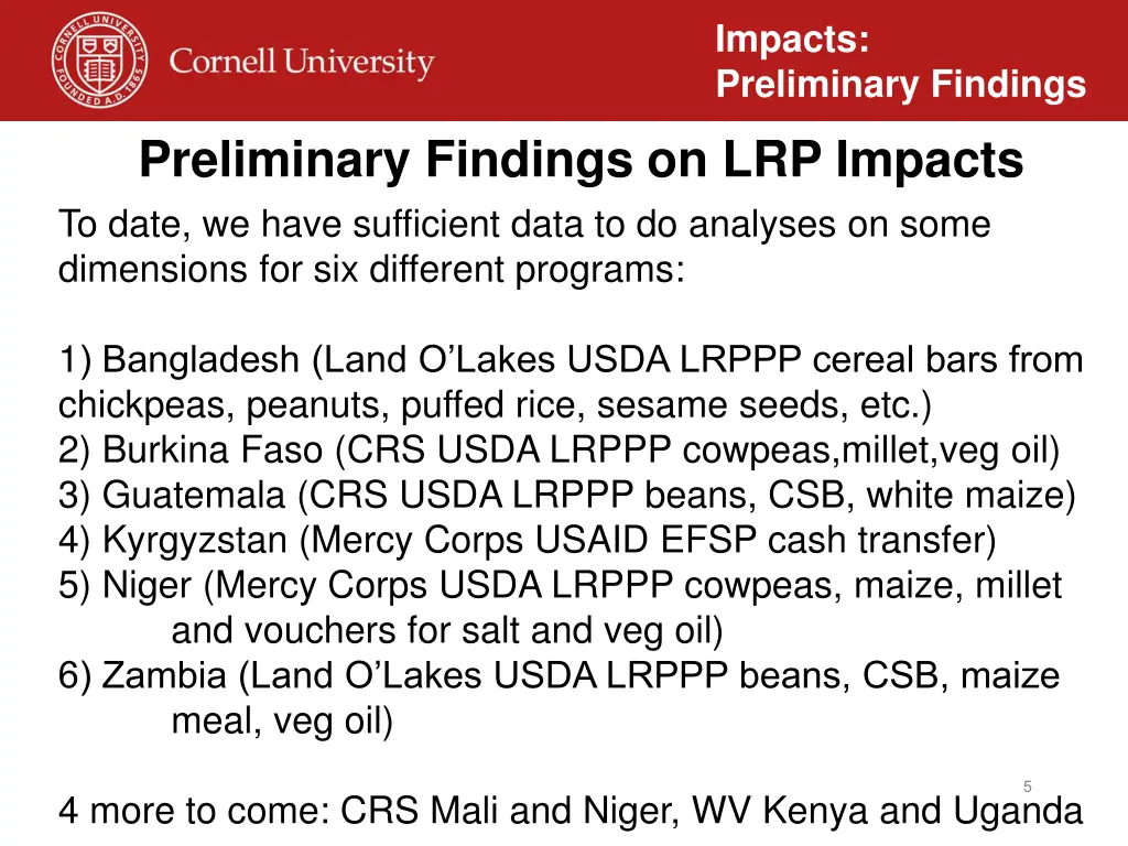 impacts preliminary findings