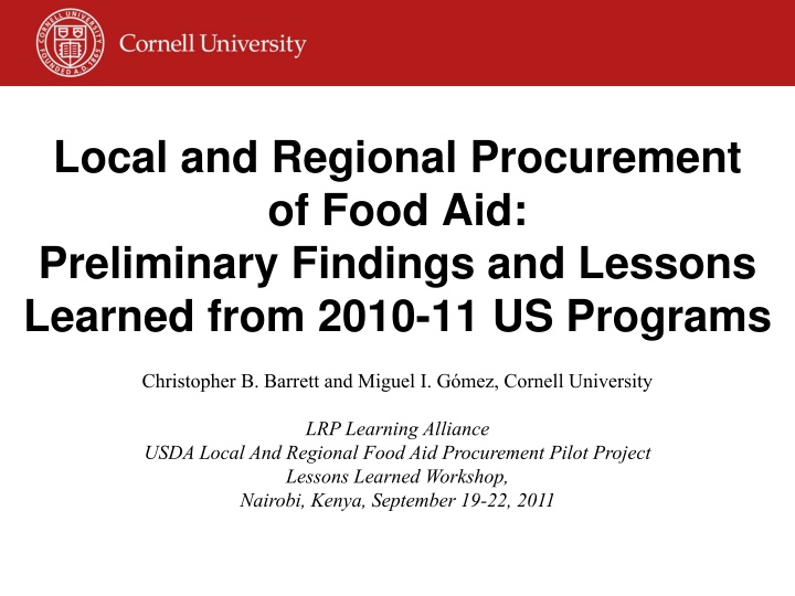 local and regional procurement of food