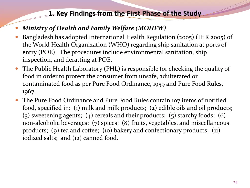 1 key findings from the first phase of the study 18