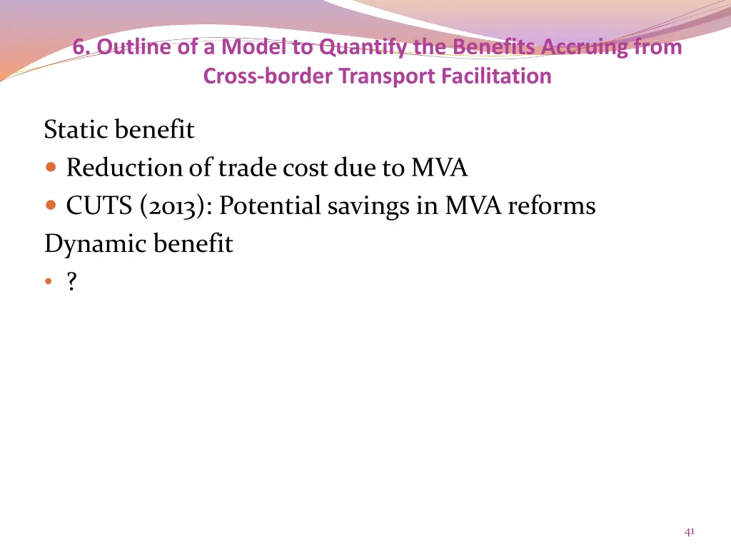 6 outline of a model to quantify the benefits