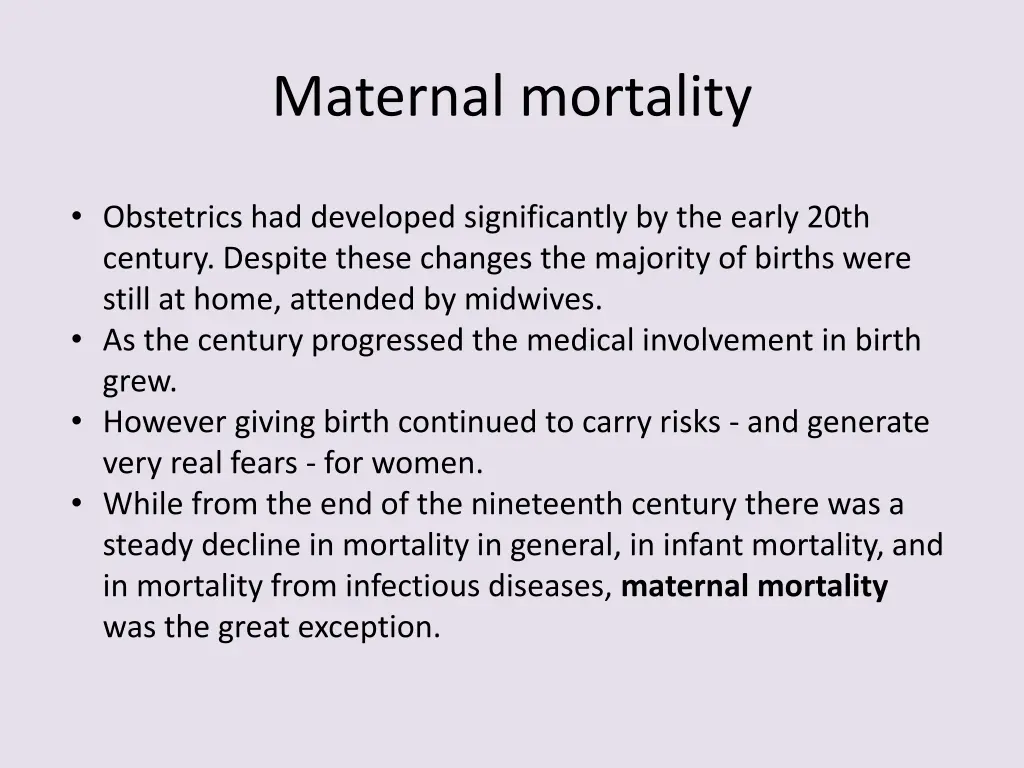 maternal mortality