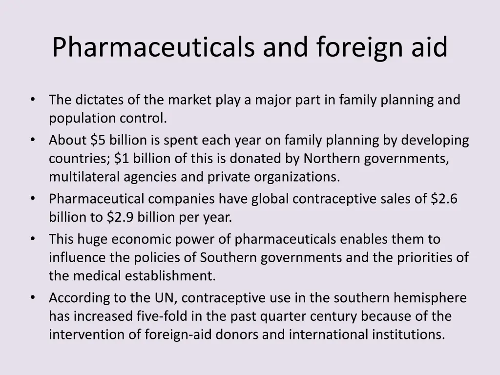 pharmaceuticals and foreign aid