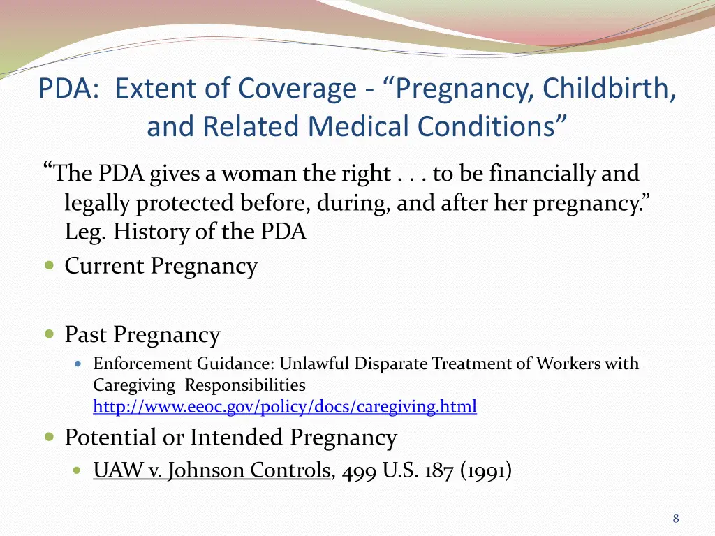 pda extent of coverage pregnancy childbirth