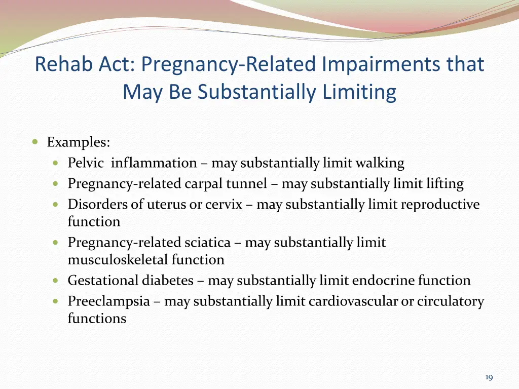 rehab act pregnancy related impairments that