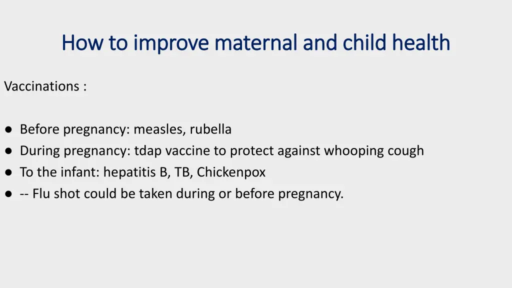 how to improve maternal and child health 1