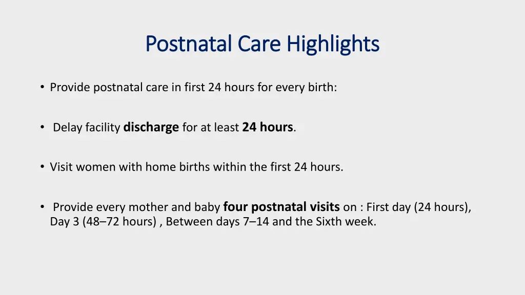 postnatal care highlights postnatal care