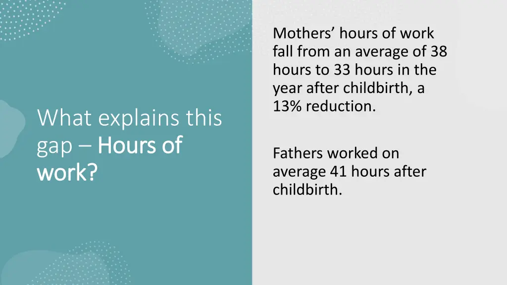 mothers hours of work fall from an average