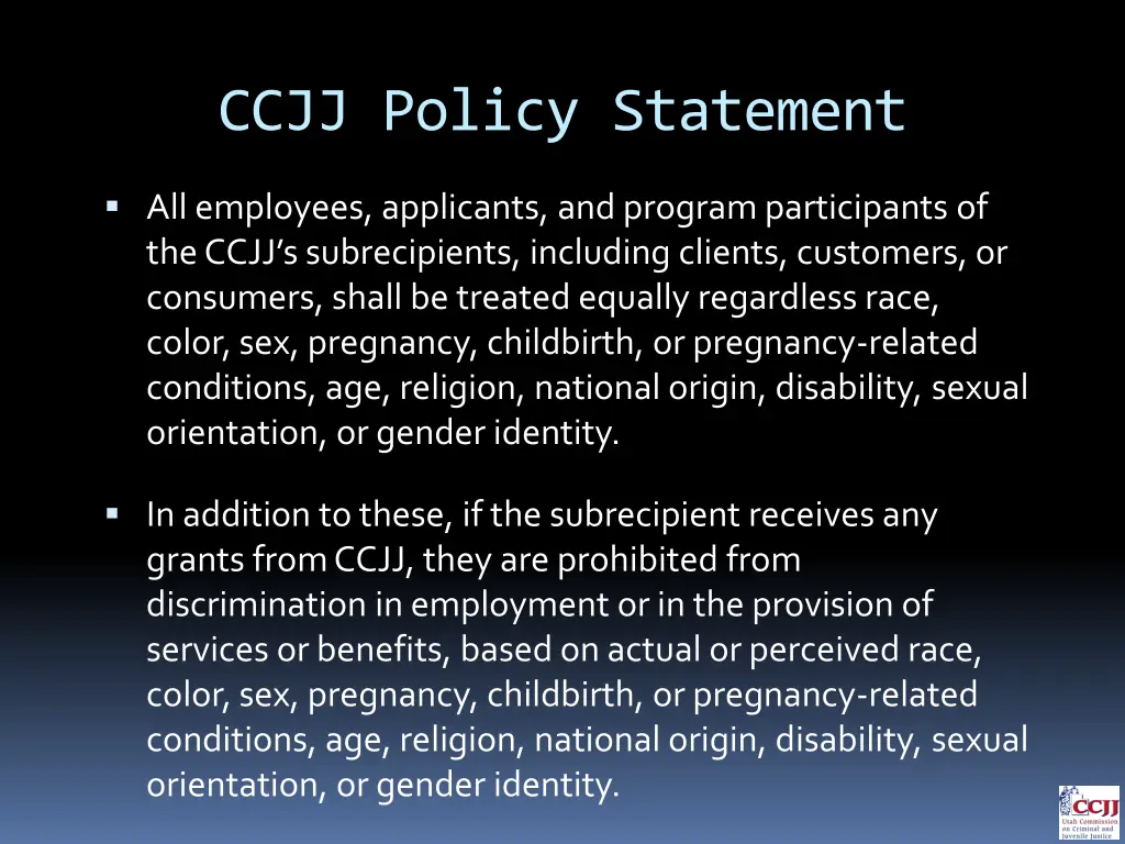 ccjj policy statement