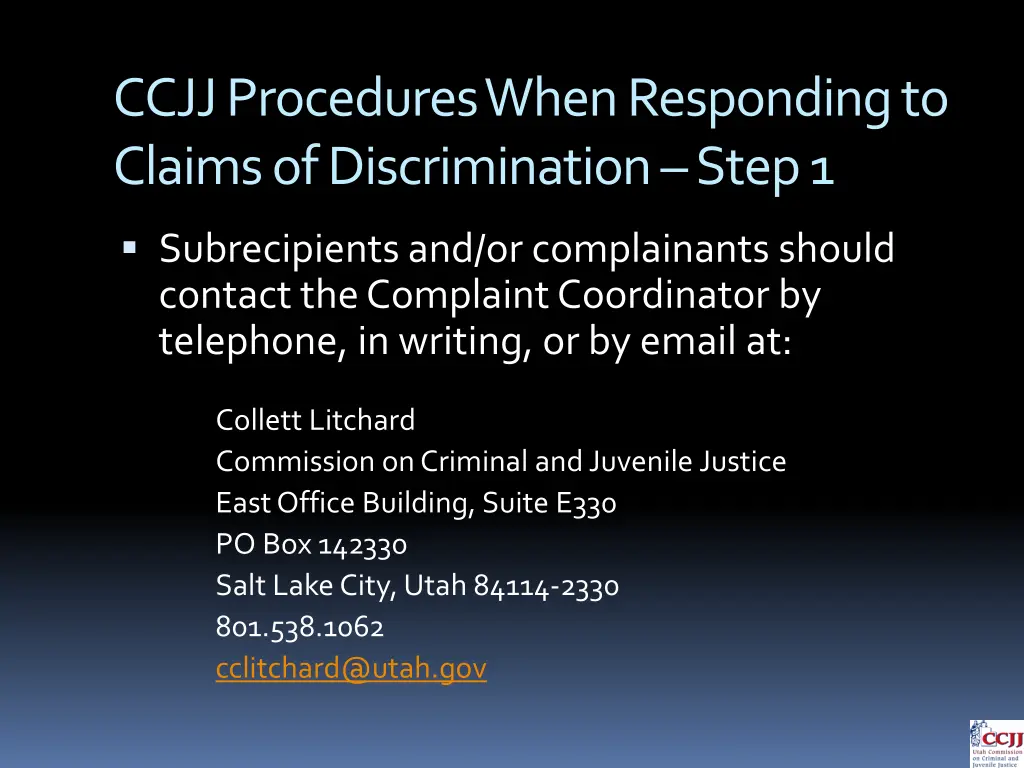 ccjj procedures when responding to claims