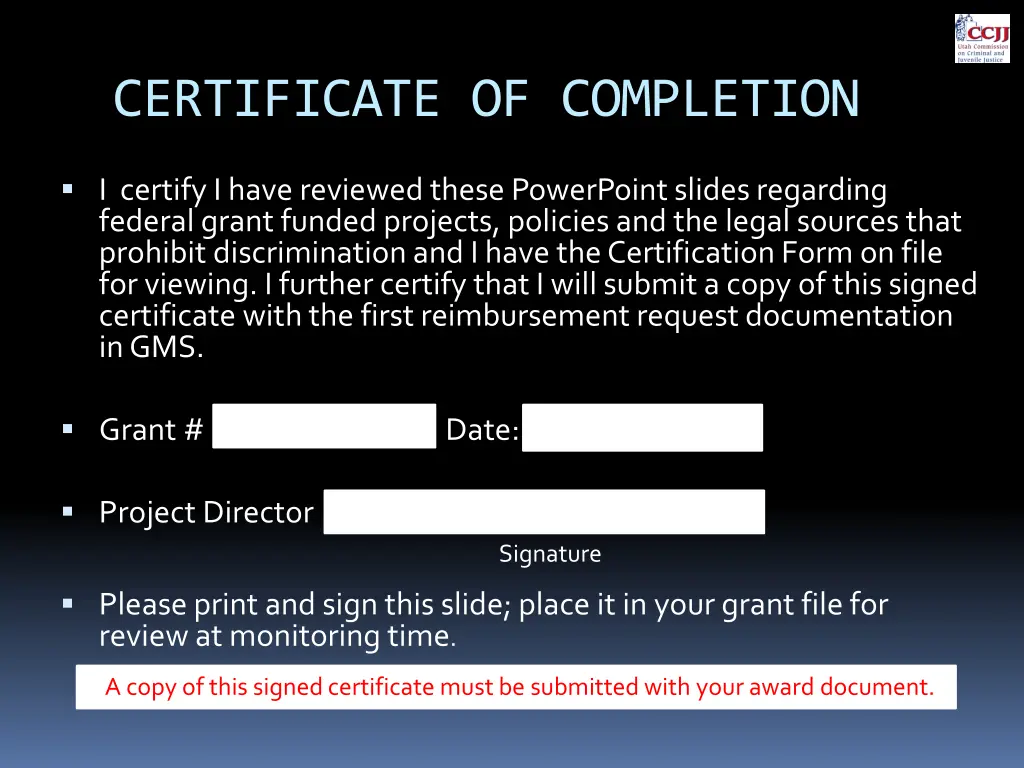 certificate of completion