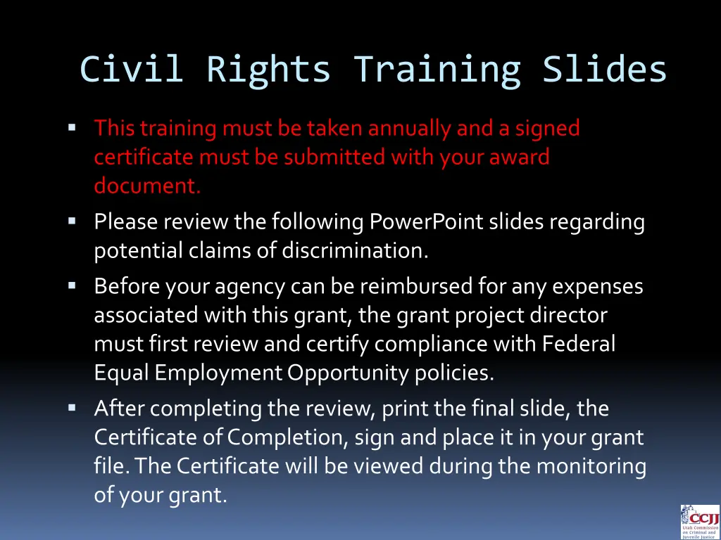 civil rights training slides