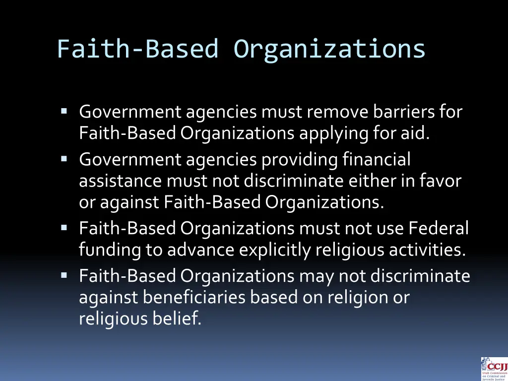 faith based organizations