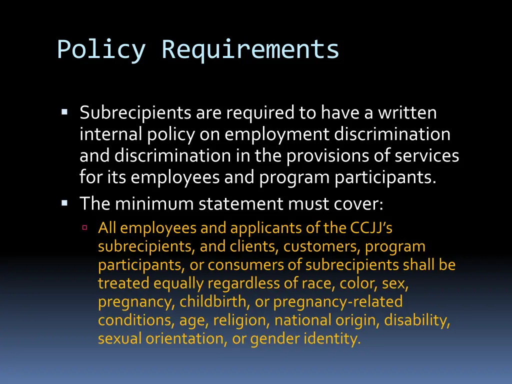 policy requirements