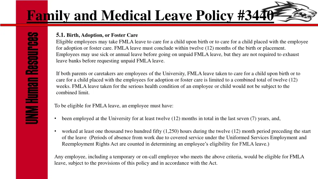 family and medical leave policy 3440