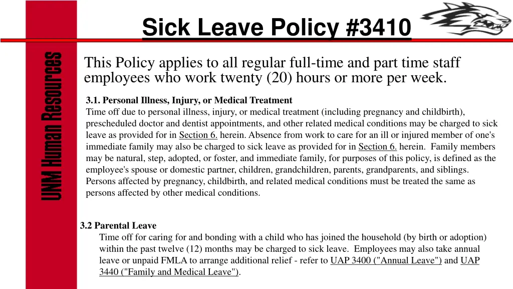 sick leave policy 3410