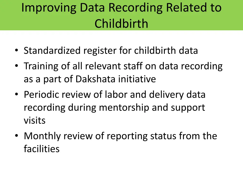 improving data recording related to childbirth