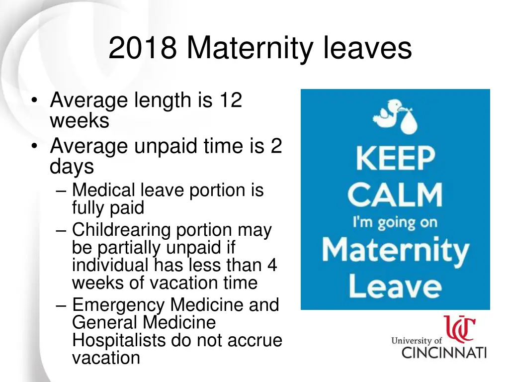 2018 maternity leaves