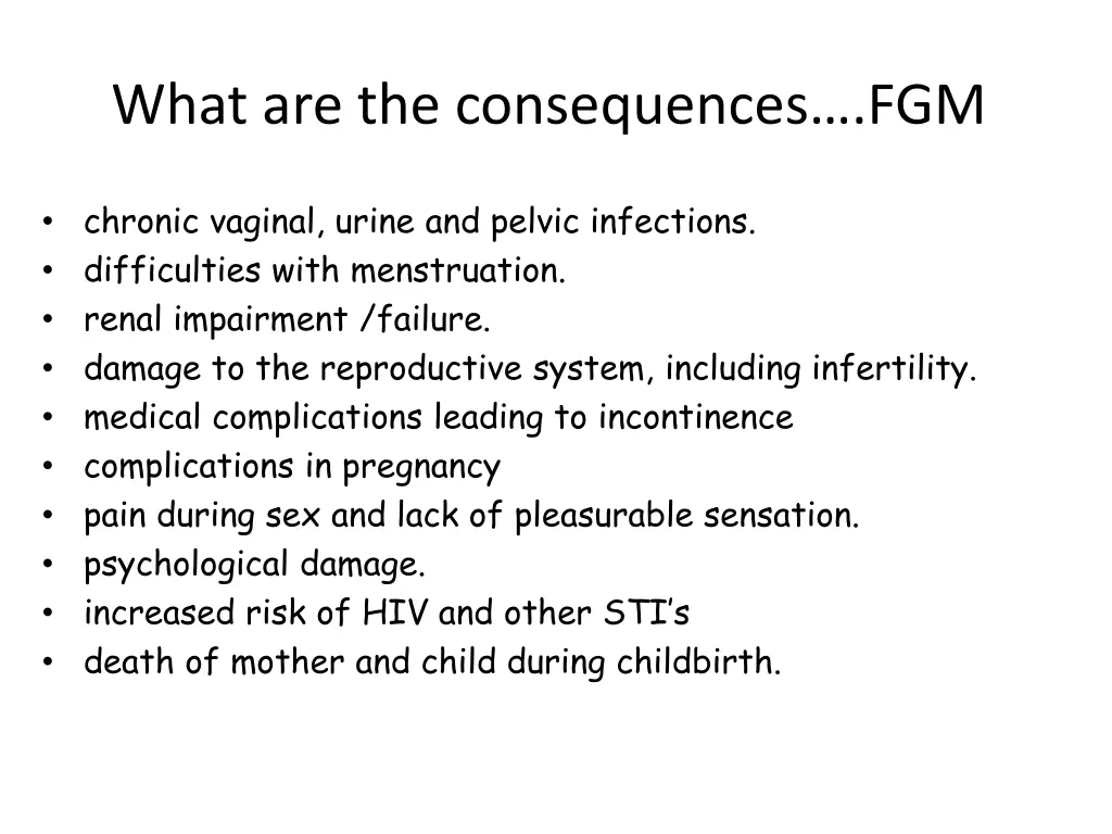 what are the consequences fgm