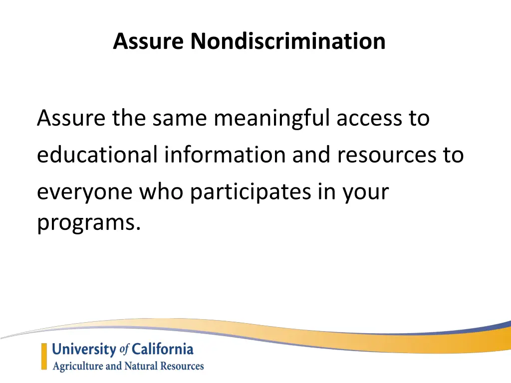 assure nondiscrimination