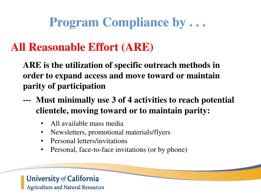 program compliance by 1