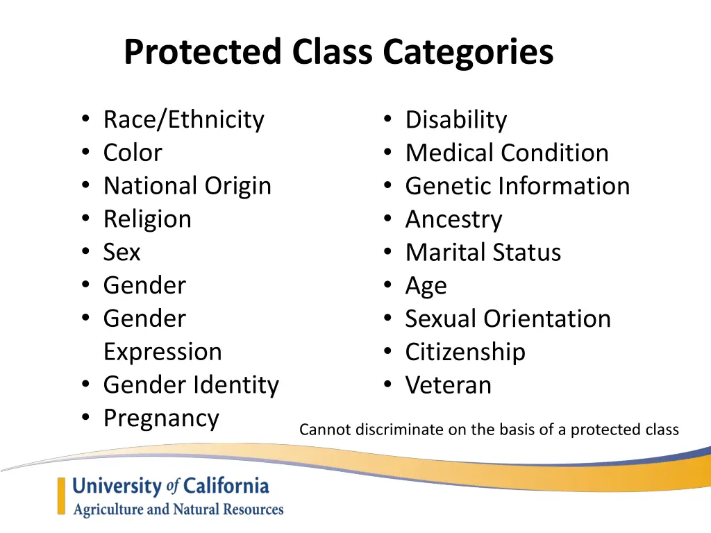 protected class categories