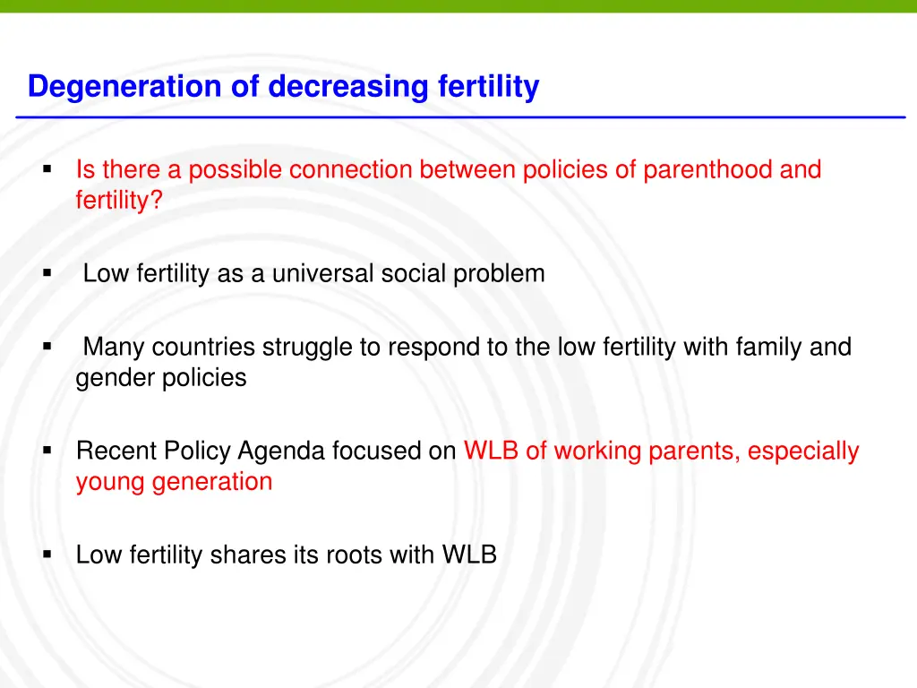 degeneration of decreasing fertility