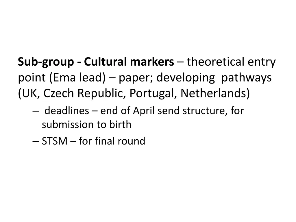 sub group cultural markers theoretical entry