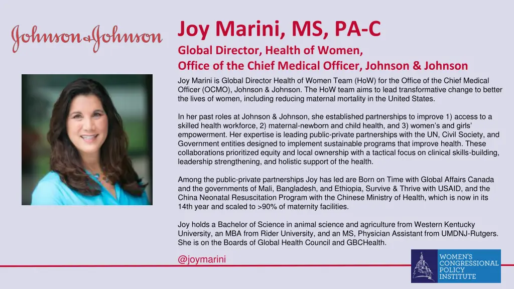 joy marini ms pa c global director health